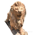 Red marble stone lion statue carving